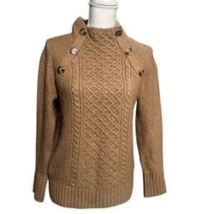 Ann Taylor cable knit Women's Button-Detail Brown Sweater